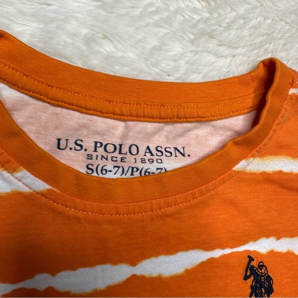 US Polo Assn. T-Shirt Orange & White Striped Size 7 - Picture 6 of 16